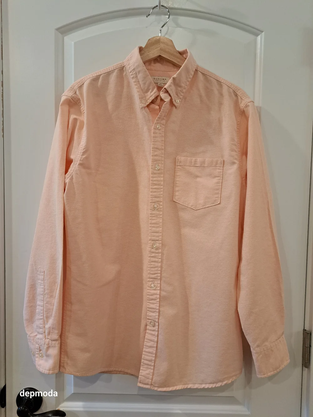 Sonoma Men's Peach Button down long sleeve shirt Size M